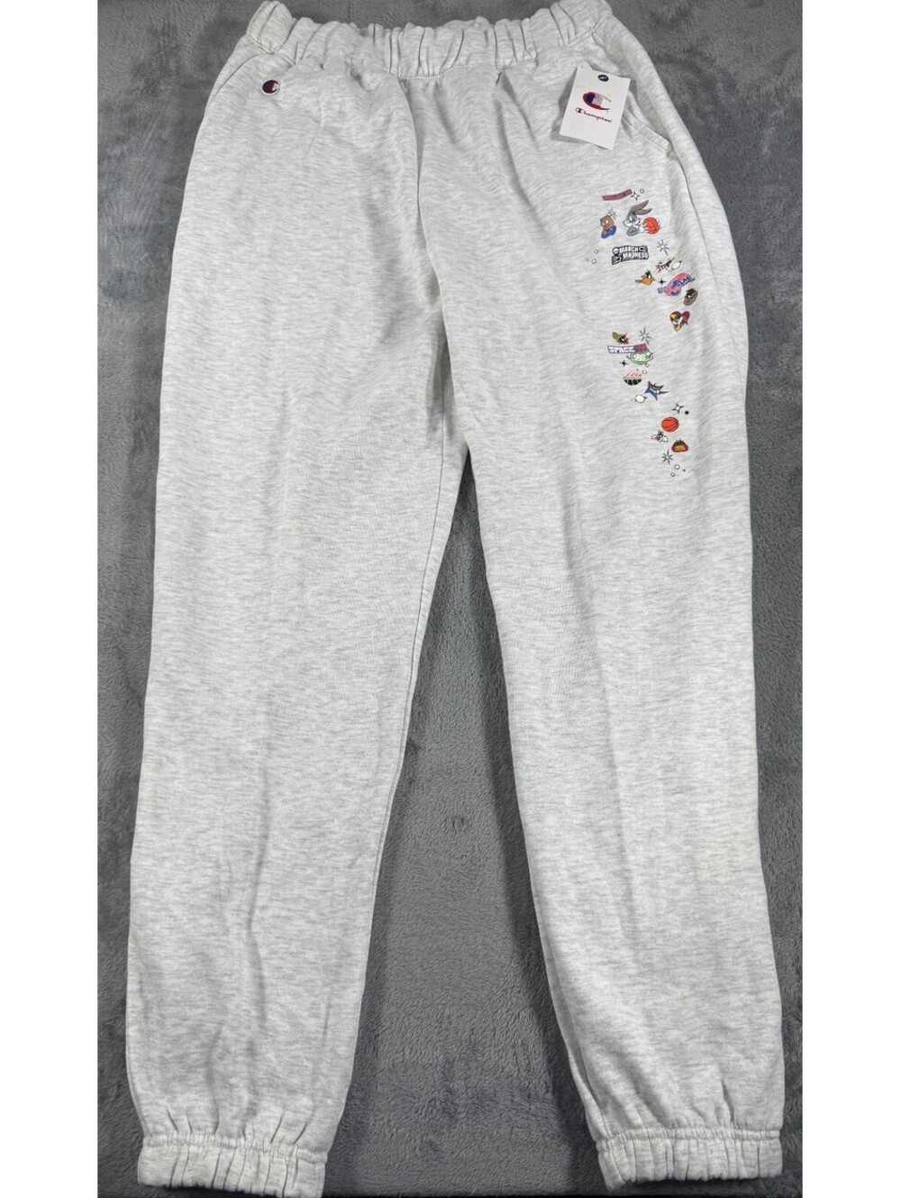 Champion Space Jam Retro 90's Gray Graphic Fleece Jogger Sweatpants Medium